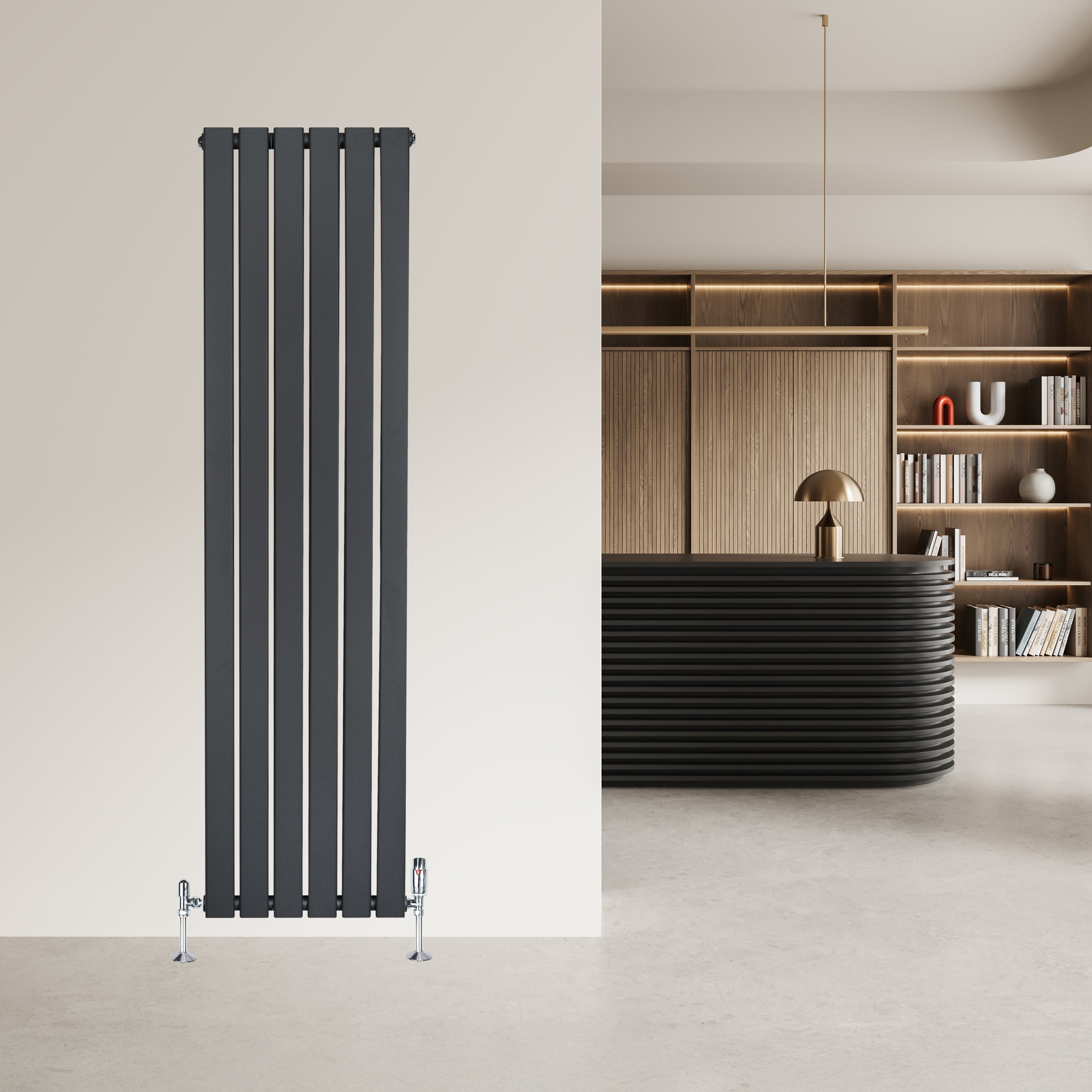 Q-Rax Radiatore Verticale 1600x420 Antracite con Valvole