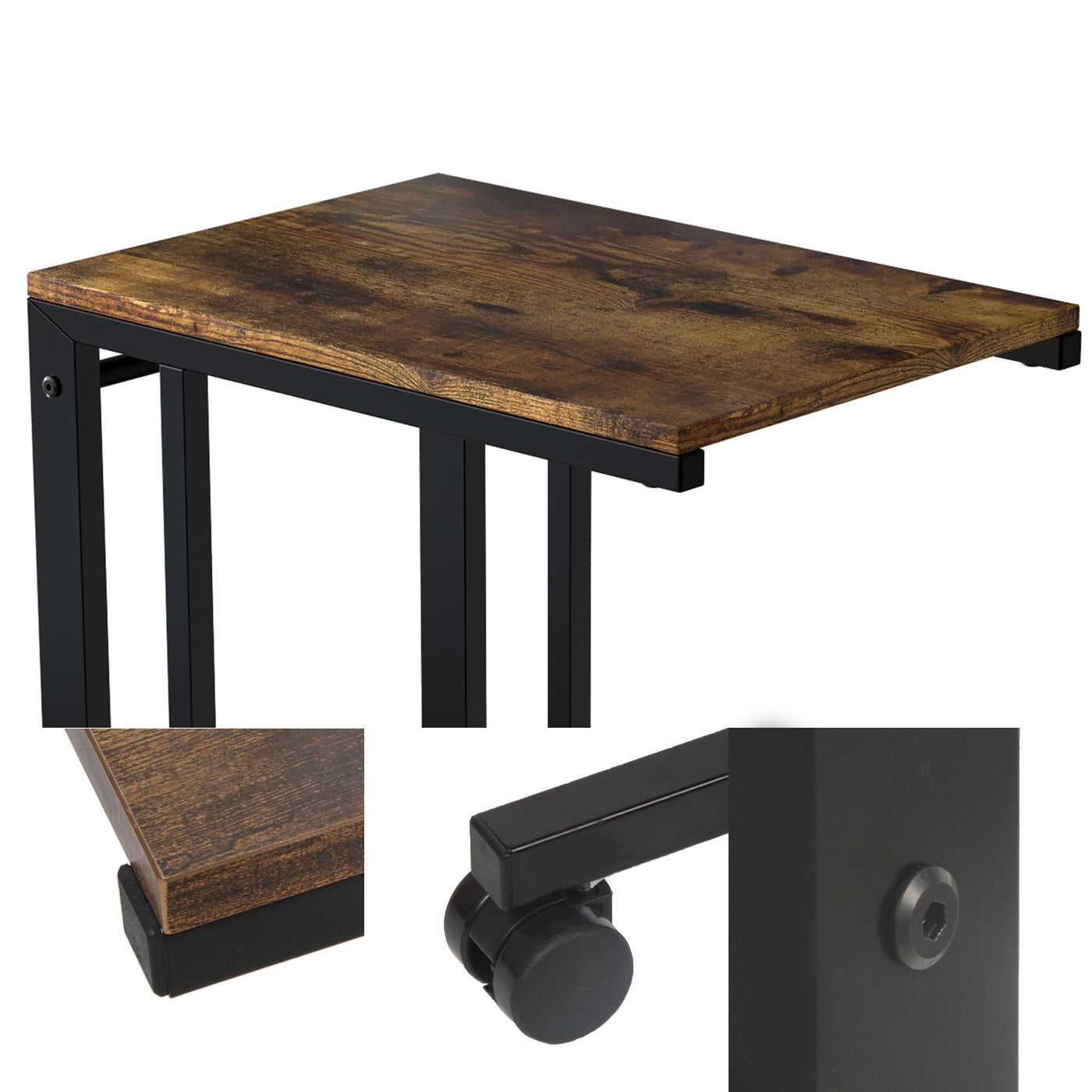 JackCube Design Living Room Tavolino a C Legno con Rotelle