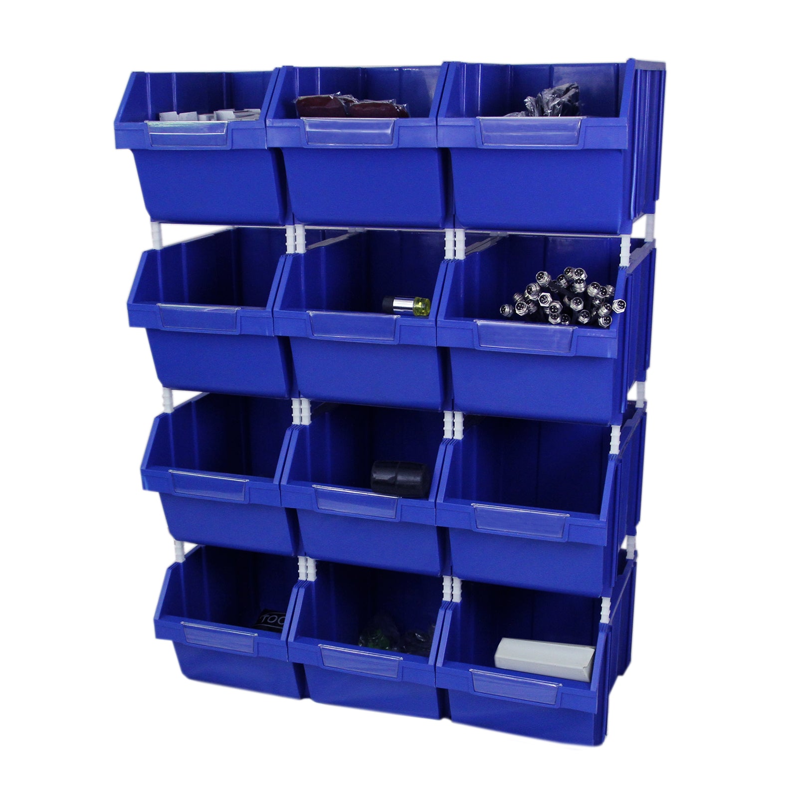 Q-Rax Scaffali Garage 12 Contenitori Bocca Lupo Plastica 50 kg