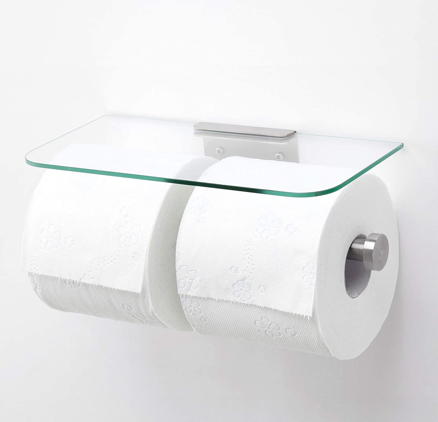 Jackcube Design Bathroom Doppio Portacarta con Mensola Vetro