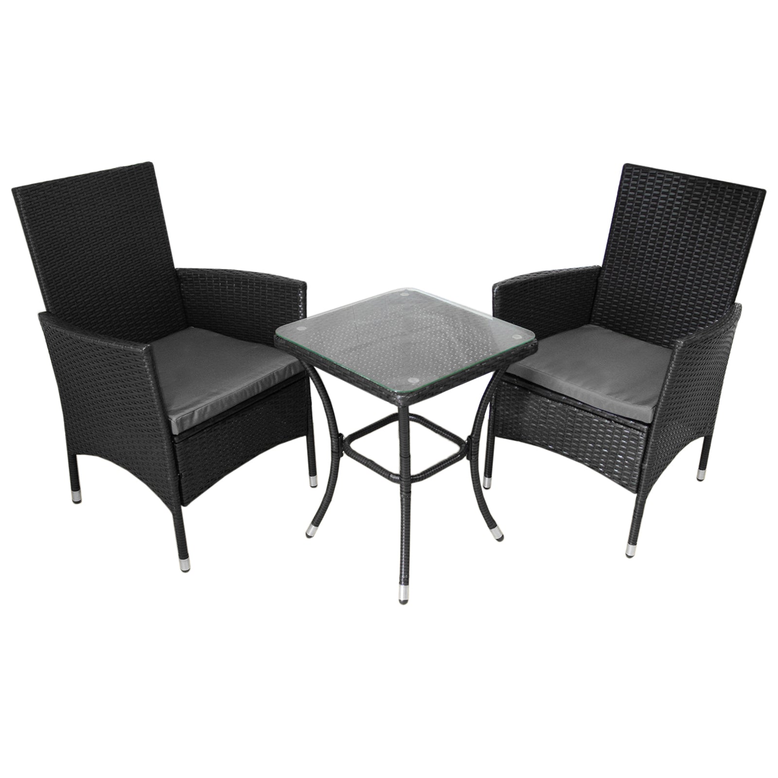 Q-Rax Jardí Set Bistrot Rattan Nero 2 Sedie+Tavolo