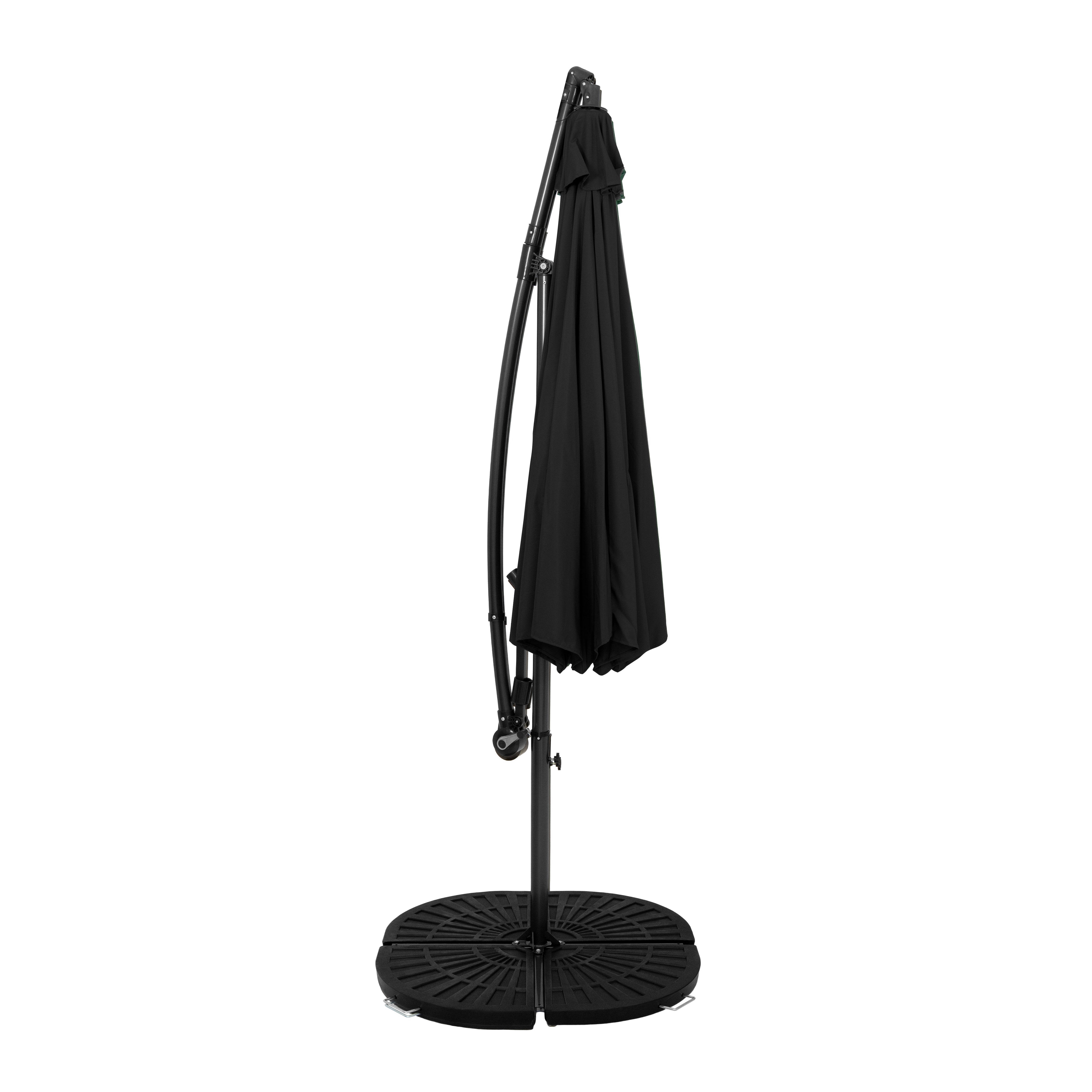 Q-Rax Ombrellone Decentrato 3 m Nero con Base UV