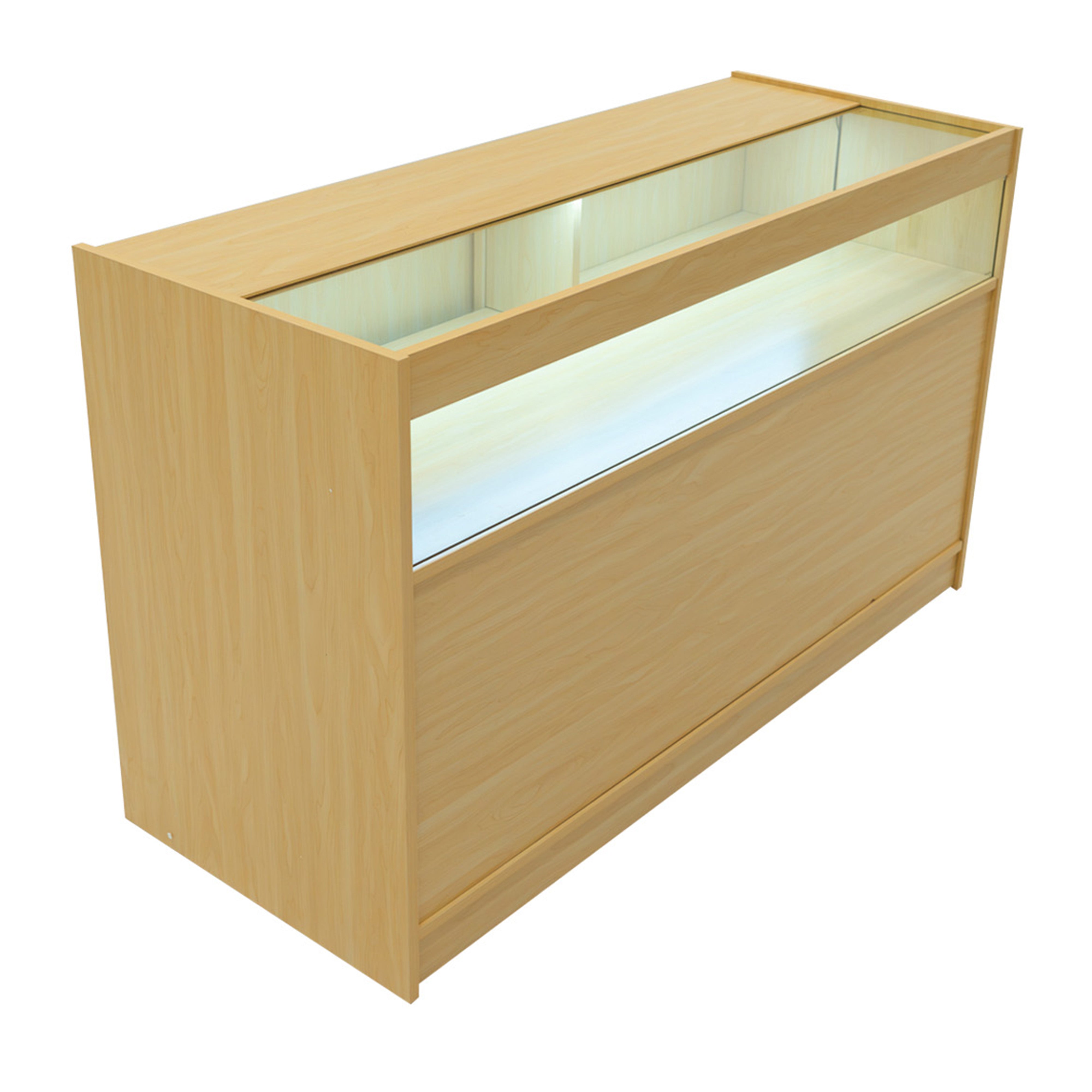 Q-Rax B1500 Bancone da Negozio LED Acero 150 cm con Vetrina