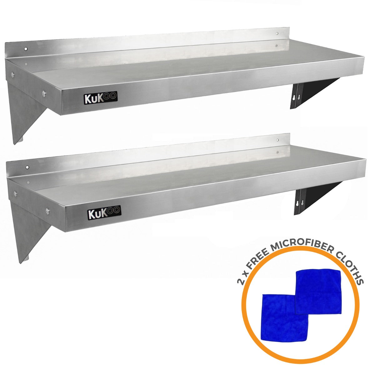 Q-Rax Tavolo Cucina 180cm + 2 mensole muro 125cm inox