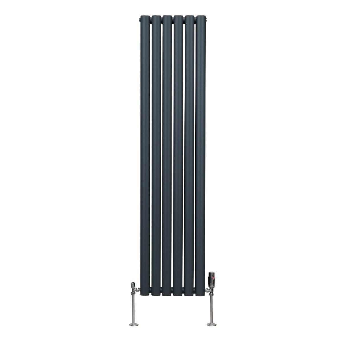 Q-Rax Radiatore Ovale 1600x360 Antracite con Valvole TRV