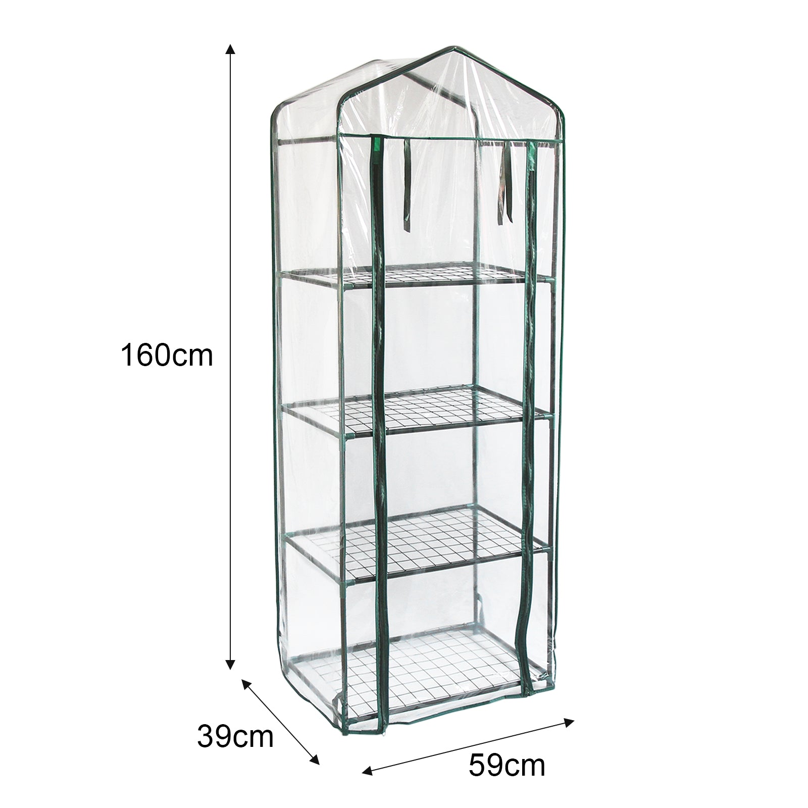 Q-Rax Mini Serra PVC 59x39x160 cm 4 Ripiani Verde
