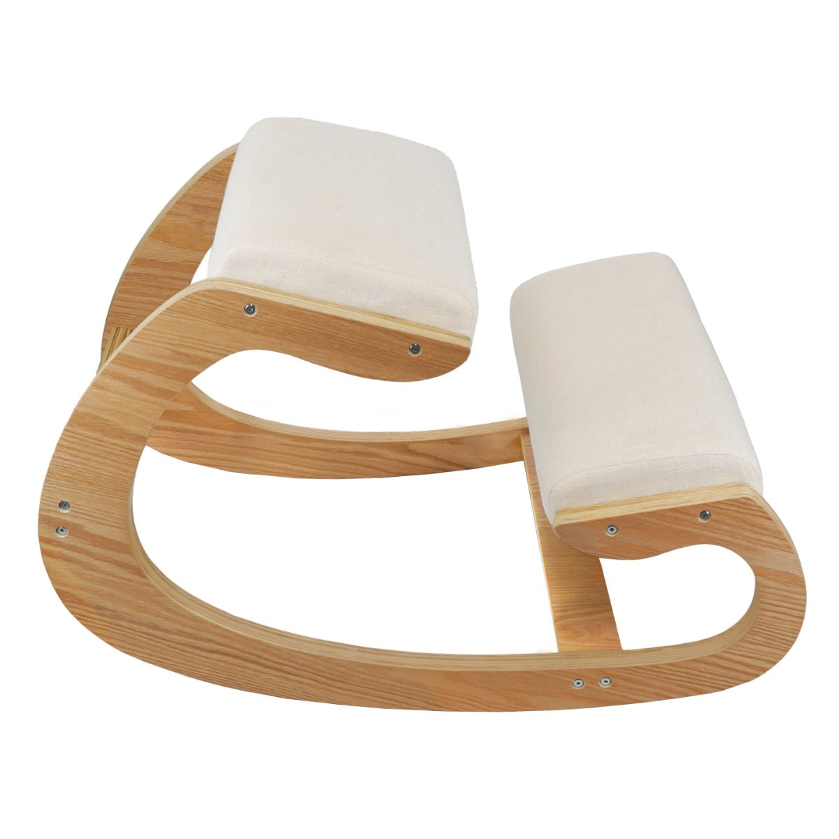 Q-Rax Sedia ergonomica inginocchiata legno lino 100kg