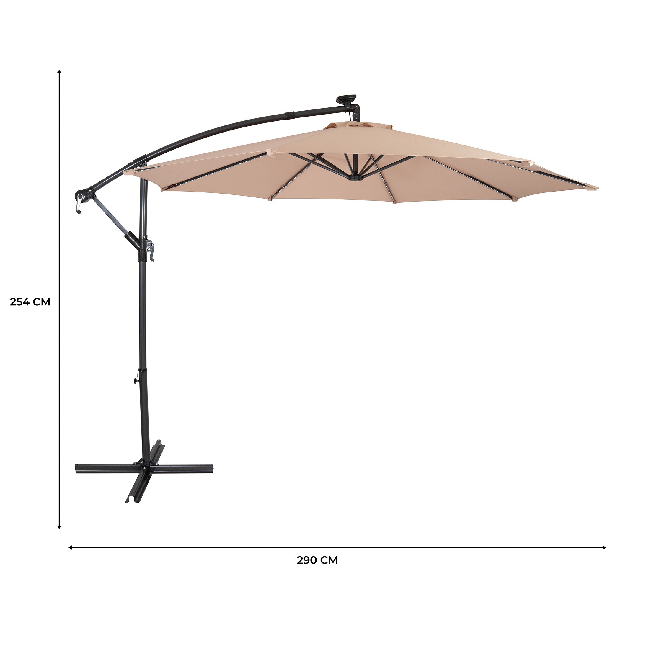 Q-Rax Mobili da Esterno Ombrellone Decentrato LED 3m Beige Solare