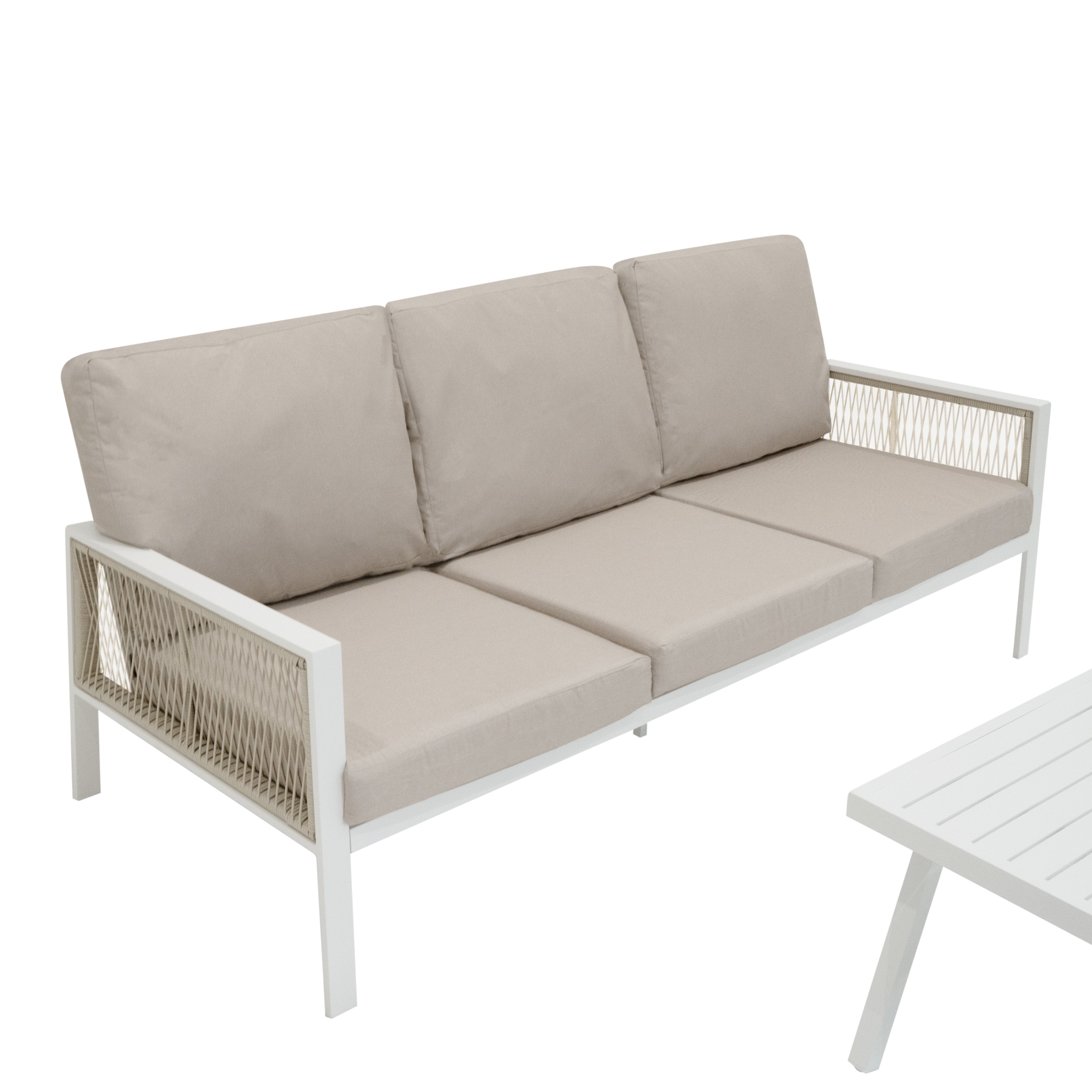 Q-Rax Set Divano Giardino 4 Pezzi Alluminio Bianco