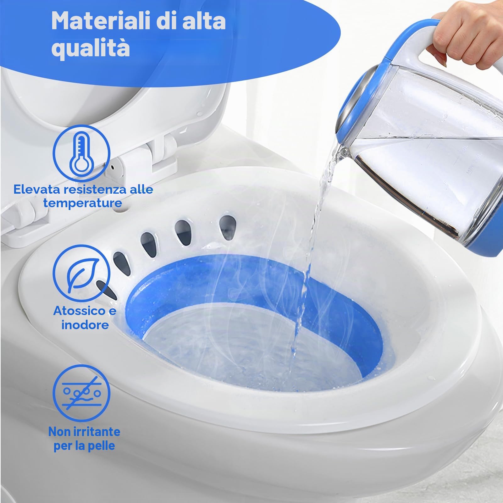DEANIC Bidet Portatile WC Blu Pieghevole igiene intima