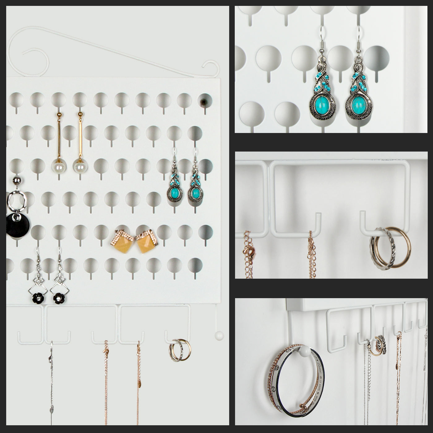Jackcube Design Makeup Jewelry portagioie parete bianco 117 fori