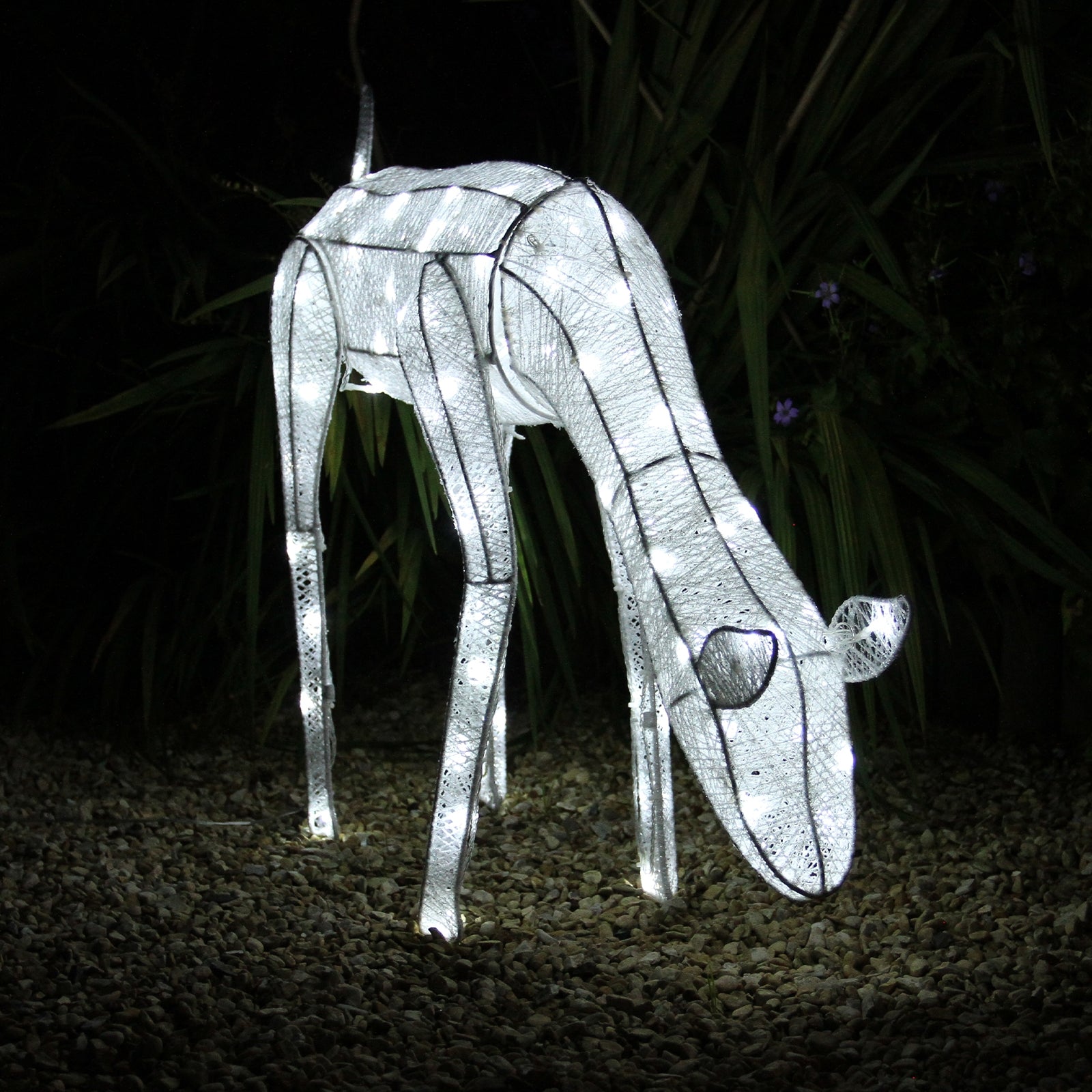 Q-Rax Renna Natale Luminosa Femmina Bianca 120 LED IP44 da Esterno