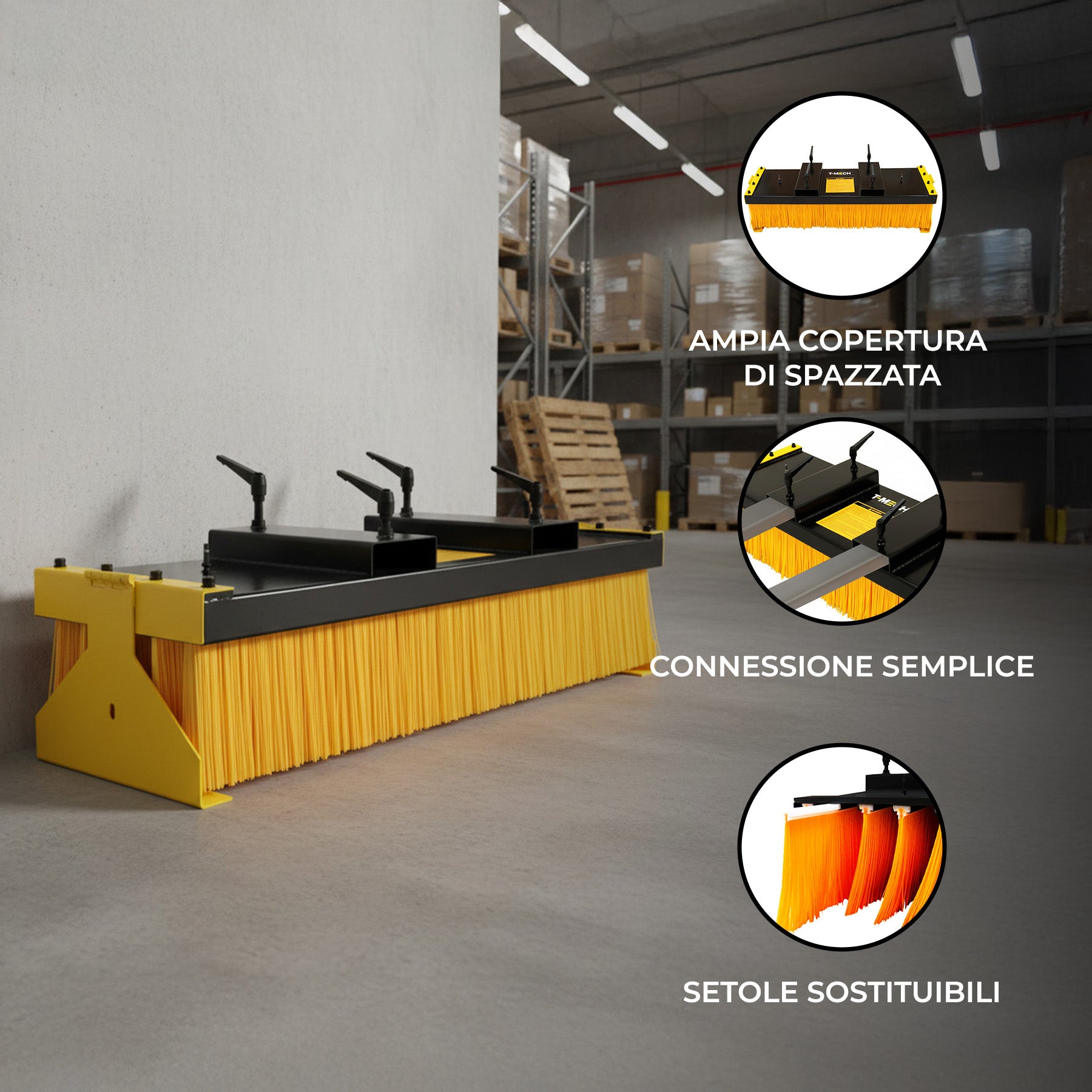 Q-Rax Spazzola Carrello Elevatore 130 cm con Supporto