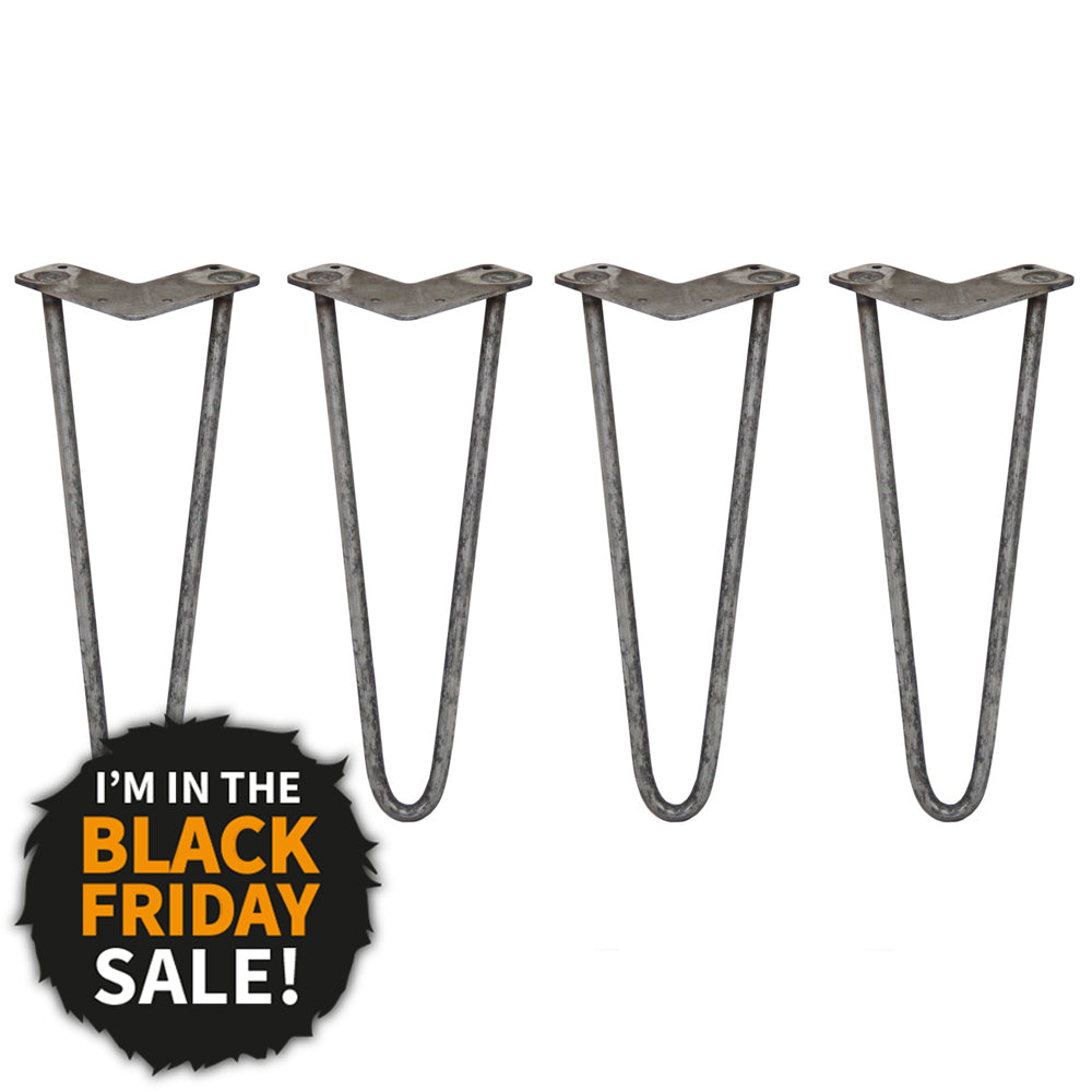 Q-Rax Gambe Tavolo Forcina 35,5cm 2 Rebbi Acciaio Naturale 4pz