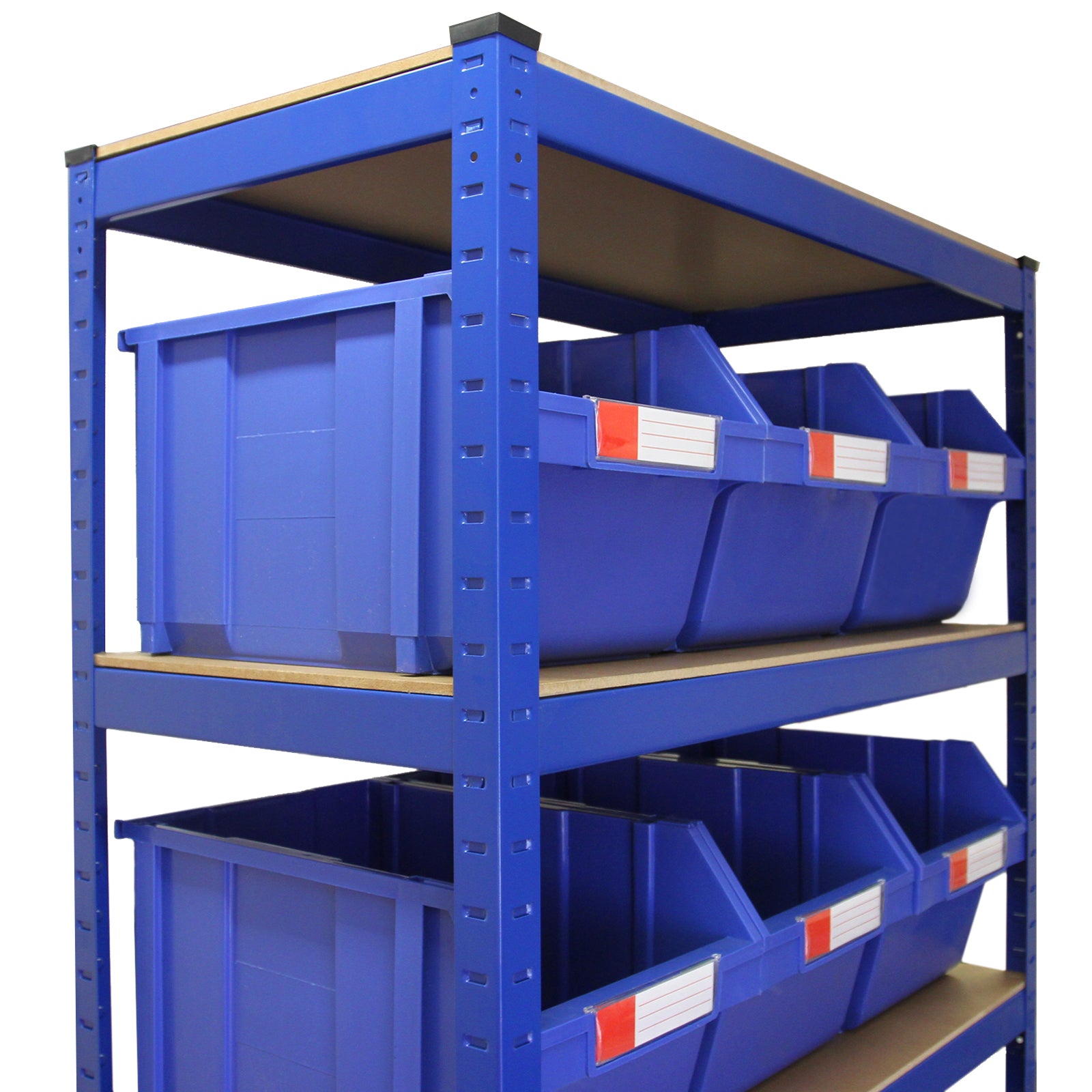 Q-Rax T-Rax Scaffale Acciaio 90 cm con 12 Contenitori Blu