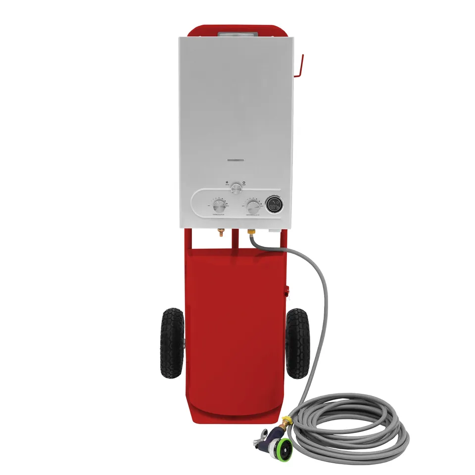 Q-Rax Doccia per Cavalli Portatile 18L Rossa Trolley