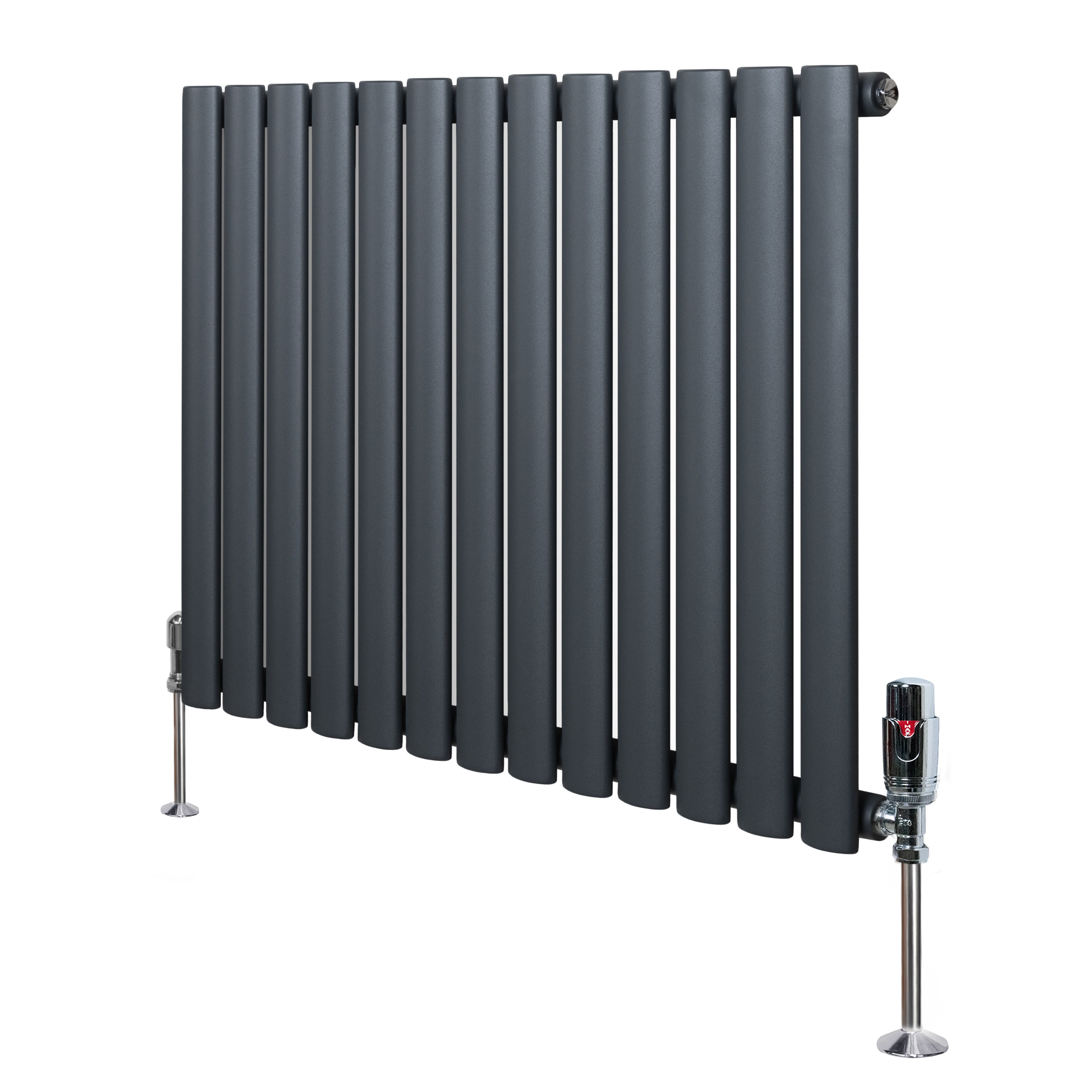 Q-Rax Radiatori Tradizionali Radiatore Ovale 600x780 Antracite Valvole