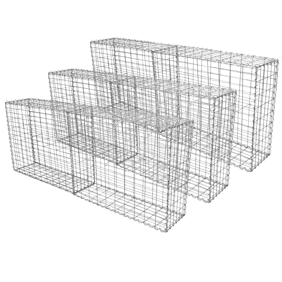 Q-Rax Gabbioni Sassi Legna 100x80x30cm Acciaio Zincato 6 Pezzi