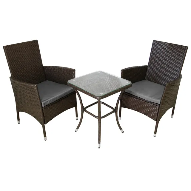 Q-Rax Mobili Esterno Jardí set bistrot rattan marrone 2 posti