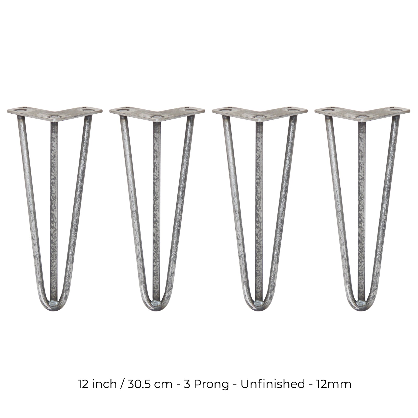 Q-Rax Gambe Per Tavoli Forcina 30,5cm Acciaio 4 Pezzi 3 Rebbi