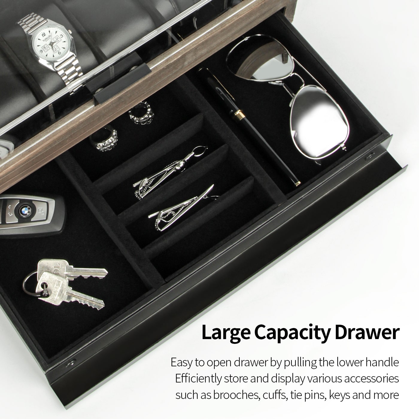 Jackcube Design Makeup & Jewelry Box Orologi Legno 12 Scomparti Vetro