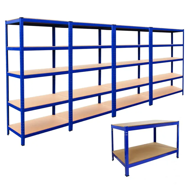 Q-Rax T-Rax Scaffale 90x180x45 280kg + Banco Lavoro Set