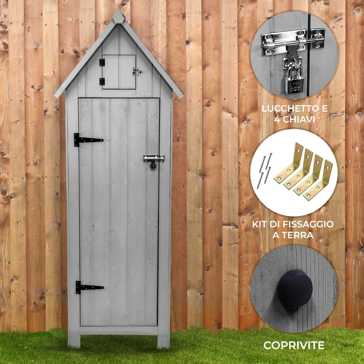 Q-Rax Casette in Legno capanno giardino grigio con ripiani