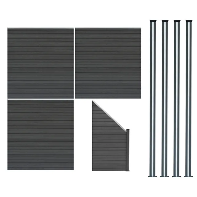 Q-Rax Recinzione Giardino 3 Pannelli Grigio LED 619 cm