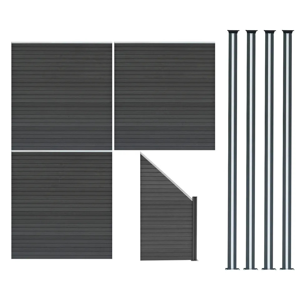 Q-Rax Recinzione Giardino 3 Pannelli Grigio LED 619 cm