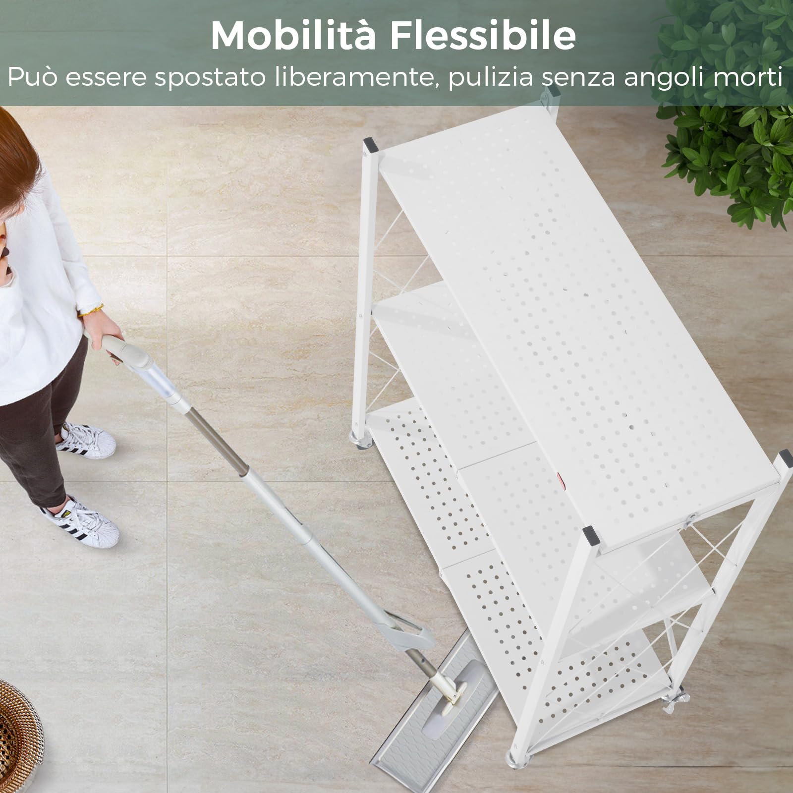 DEANIC Folding Storage Shelves scaffale metallo bianco 3 ripiani