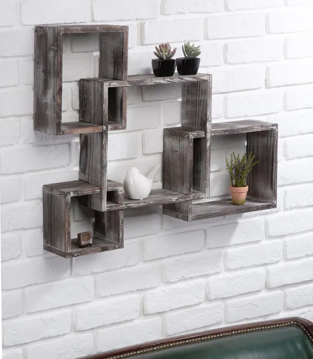 Jackcube Design Living Room Set 4 Mensole Parete Legno Rustico