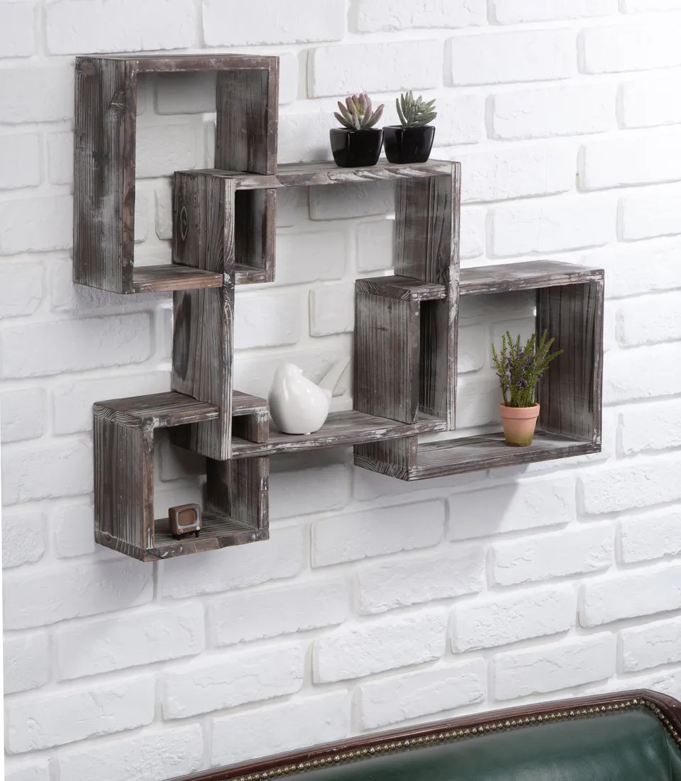 Jackcube Design Living Room Set 4 Mensole Parete Legno Rustico