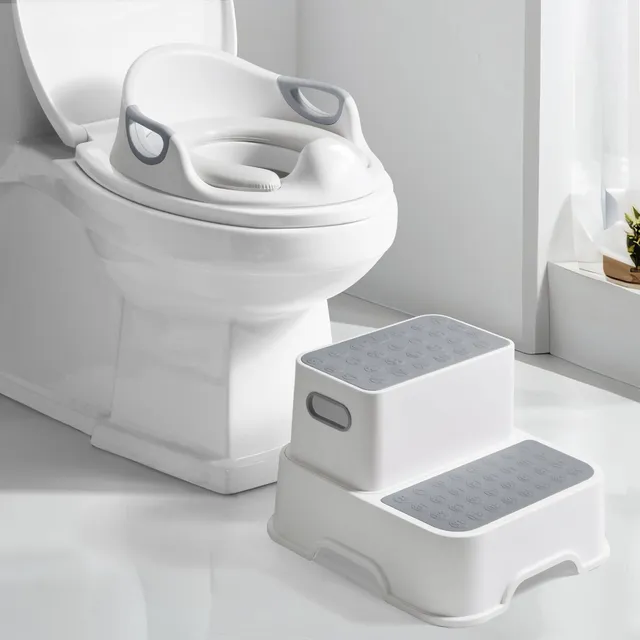 DEANIC Riduttori WC Bambini con Scaletta Grigio 1-6 Anni 2 Cuscini