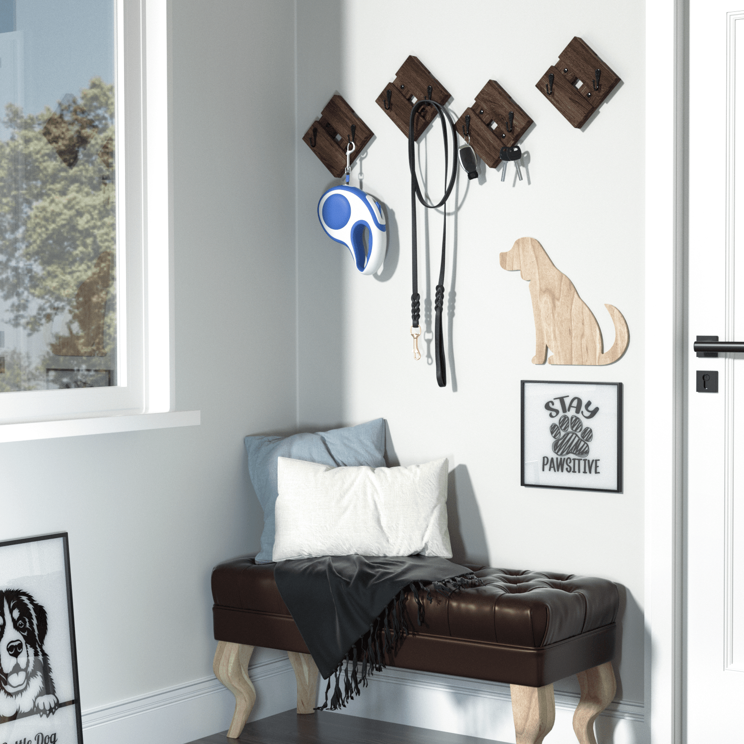 Jackcube Design Wall Décor set 4 appendiabiti parete legno