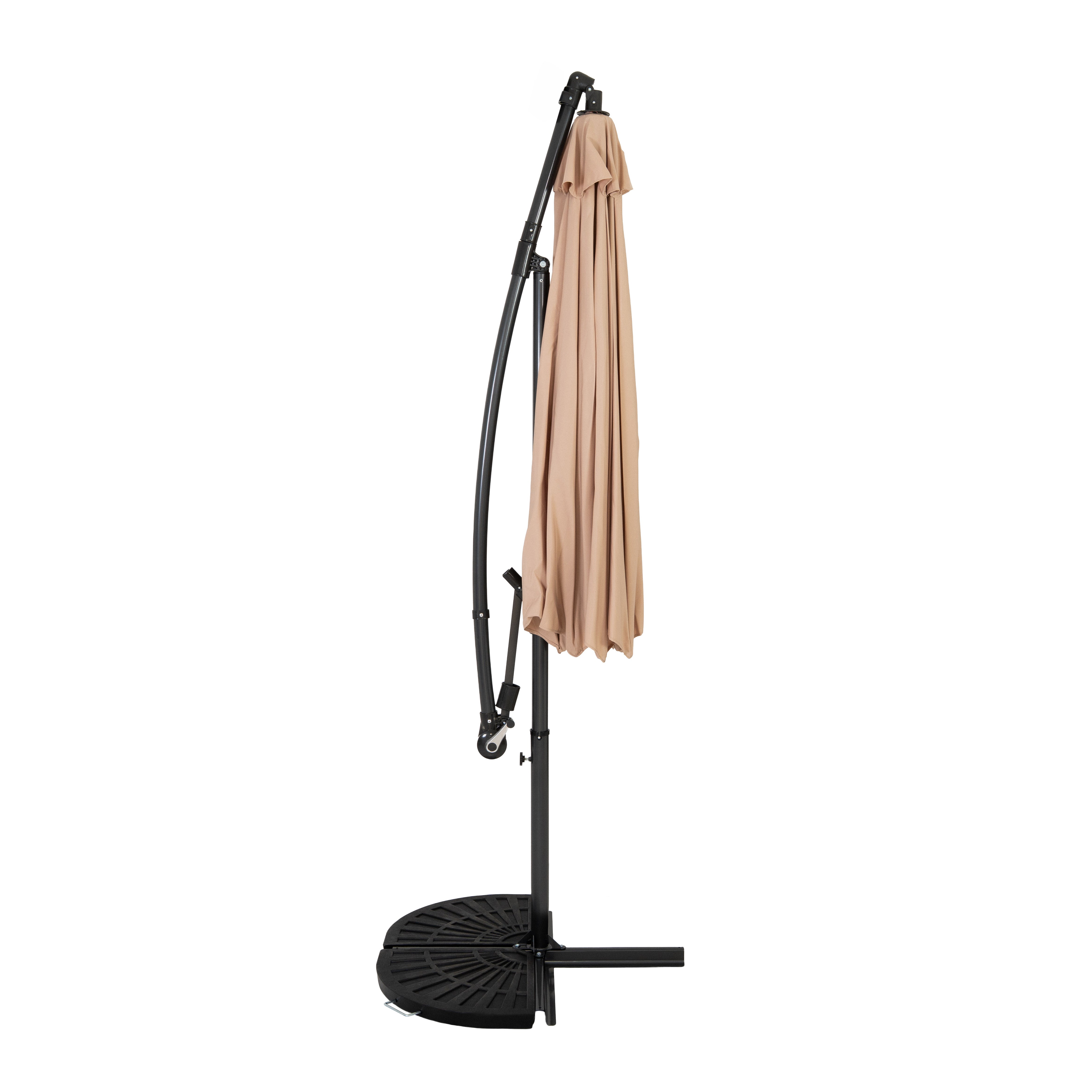 Q-Rax Ombrellone Decentrato 3m Beige con Base e Pesi