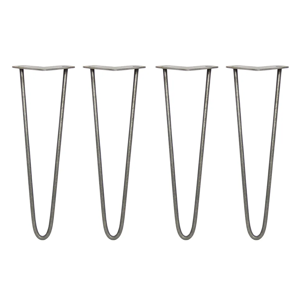 Q-Rax 4 Gambe Tavolo Forcina 40,6cm 2 rebbi acciaio naturale