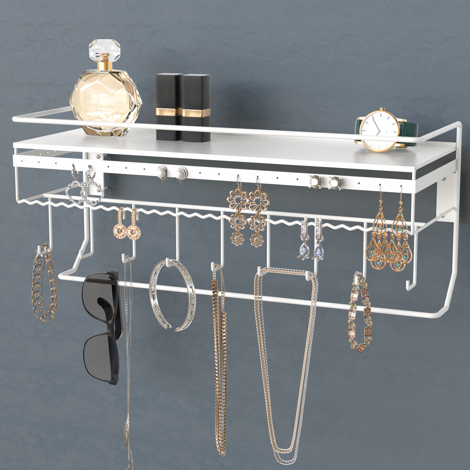 Jackcube Design Makeup & Jewelry Portagioie Parete 9 Ganci Bianco