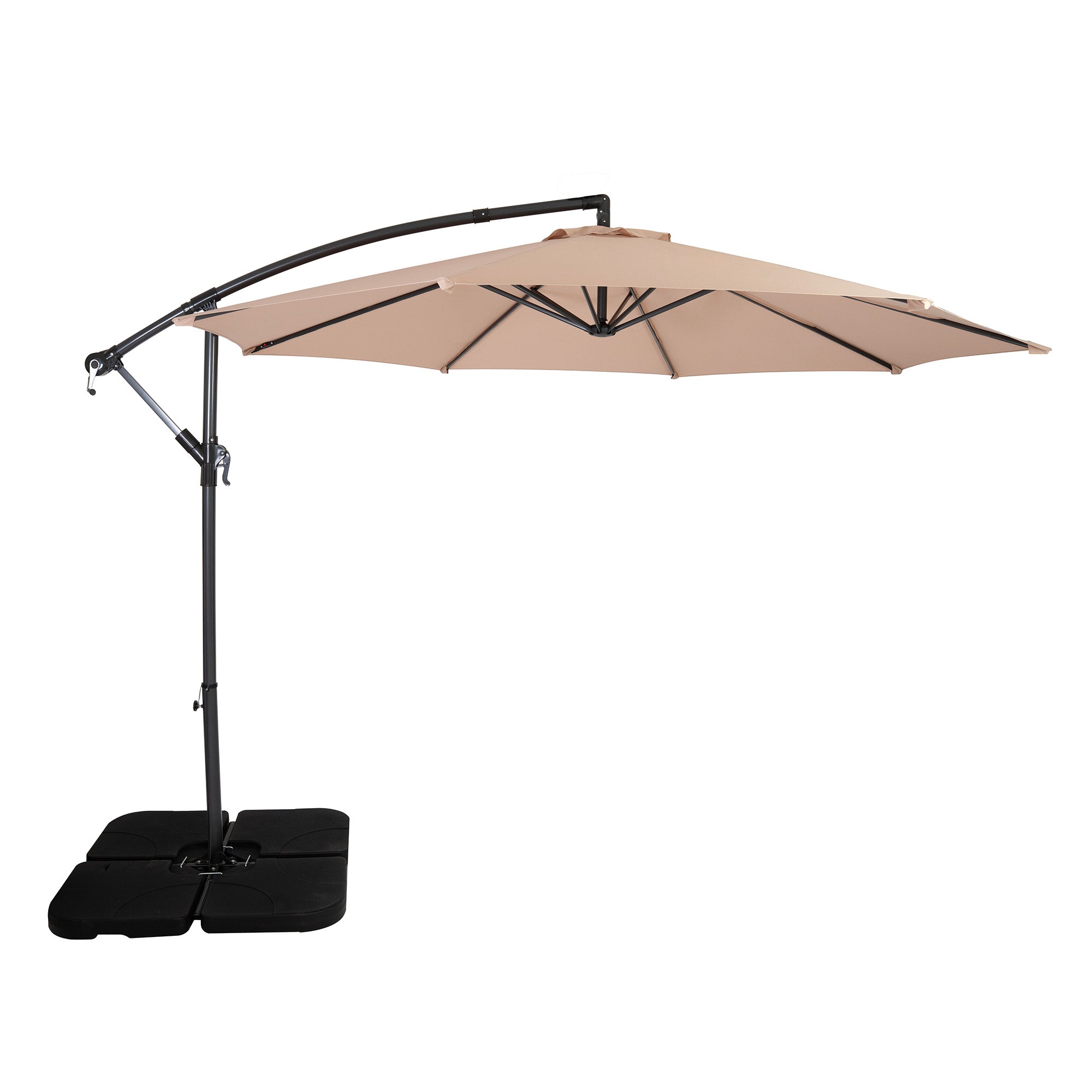 Q-Rax Ombrellone Decentrato 3m Beige con Base Riempibile