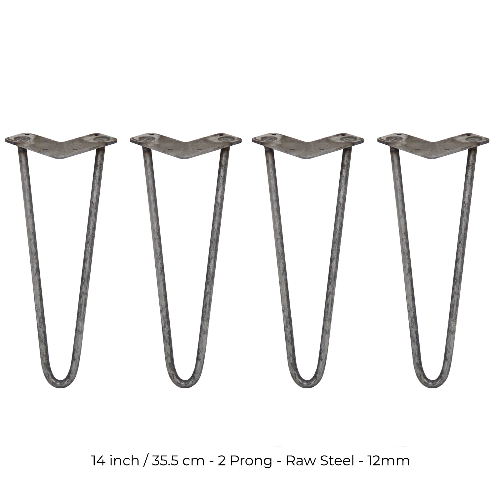 Q-Rax Gambe Tavolo Forcina 35,5cm 2 Rebbi Acciaio Naturale 4pz