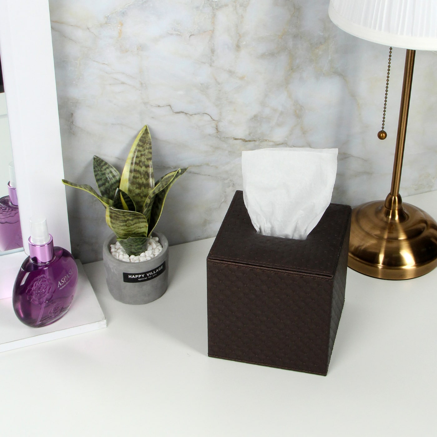 Jackcube Design porta fazzoletti pelle marrone trapuntato