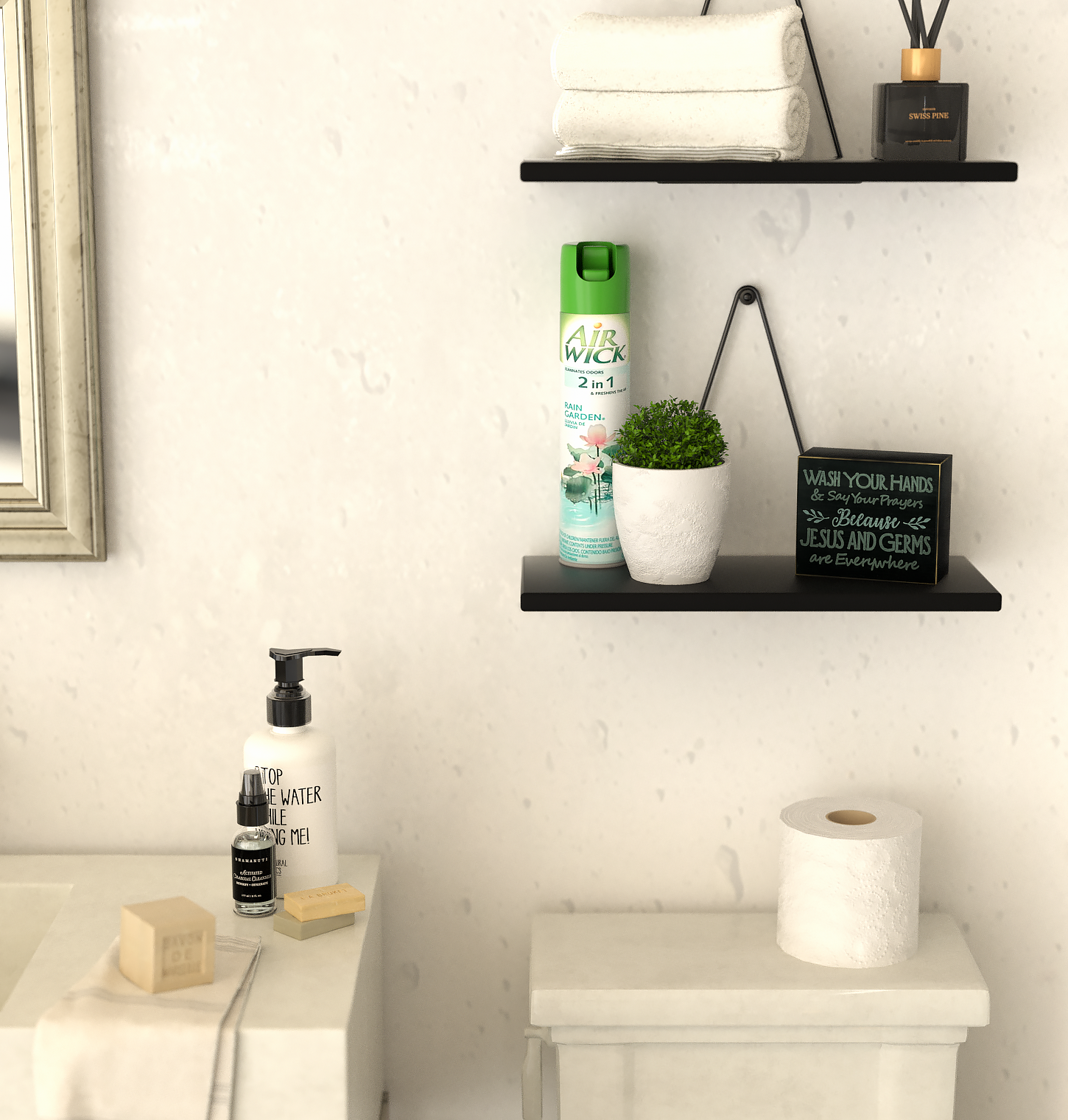 Jackcube Design Bathroom Targa Bagno Legno Nero da Appoggio Parete