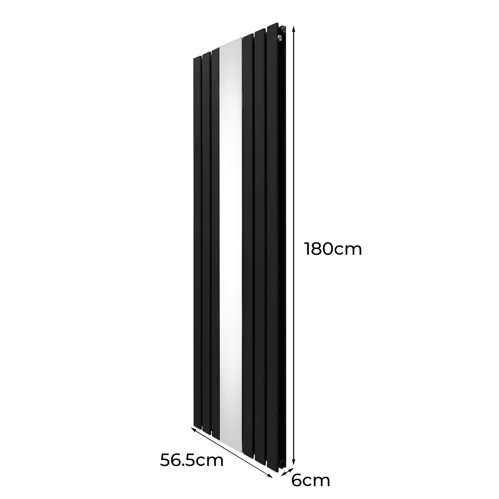 Q-Rax Radiatore a Specchio Piatto 1800x565 Nero con Specchio