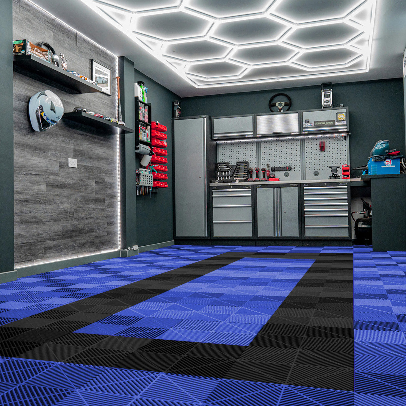 Q-Rax Piastrelle Ventilate piastrelle garage 19,2mq blu/nere 120pz