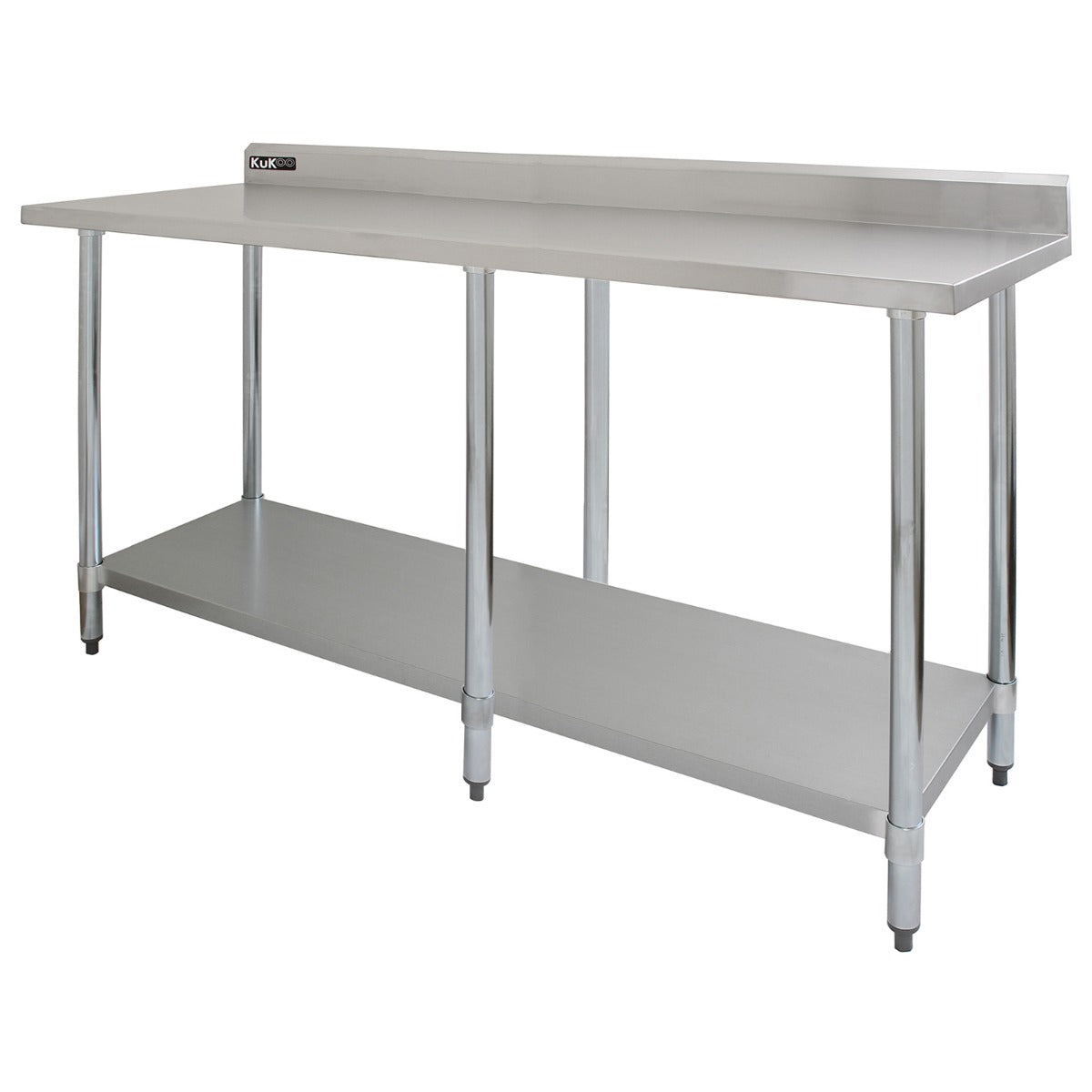 Q-Rax Tavolo Inox Cucina 210x60x90 cm 250 Kg con Alzatina