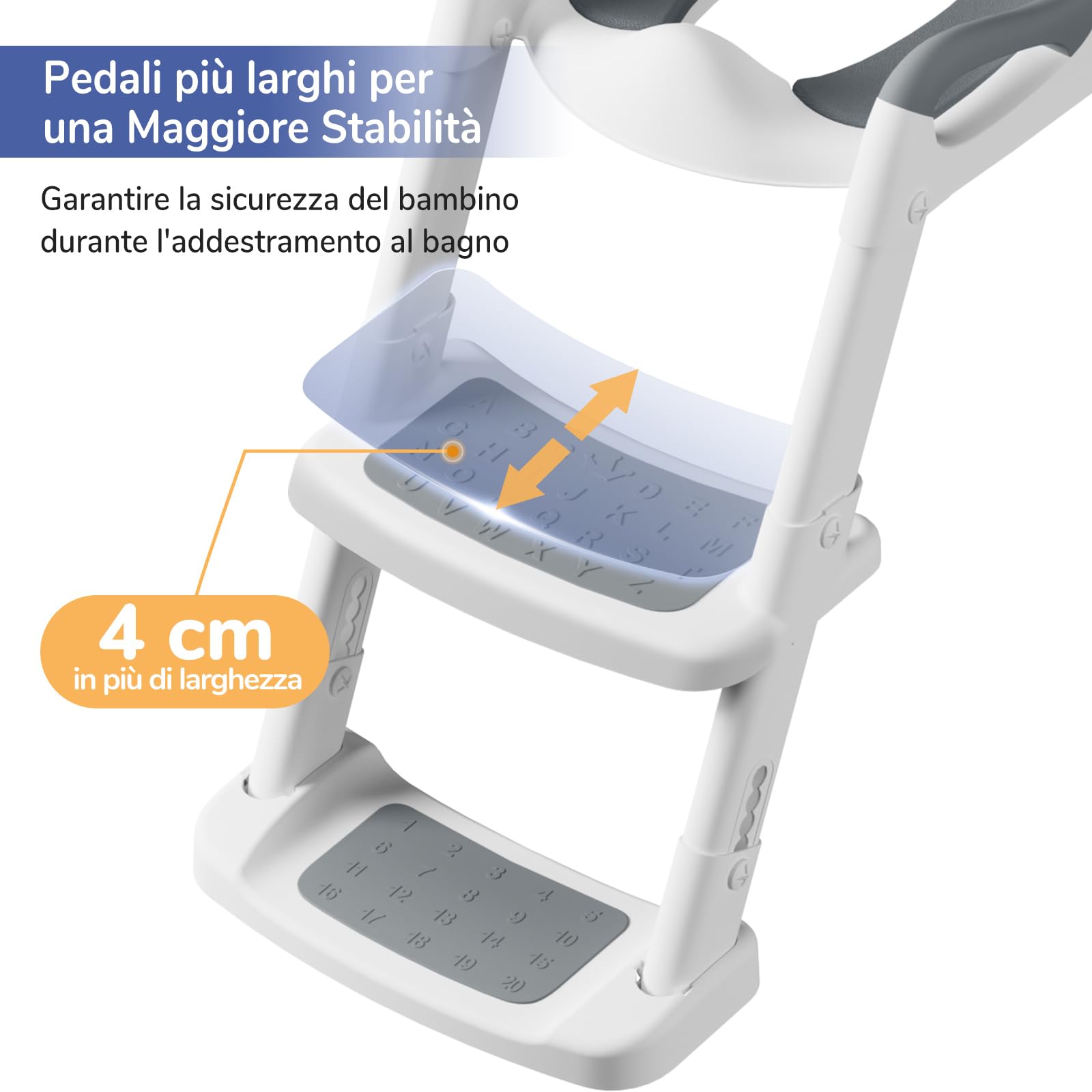 DEANIC Riduttori WC per Bambini con scaletta grigio morbido