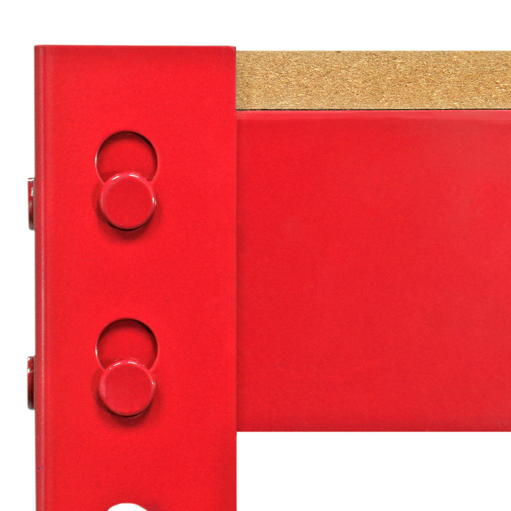 Q-Rax Lavoro Banco 120cm Rosso Acciaio MDF 200kg