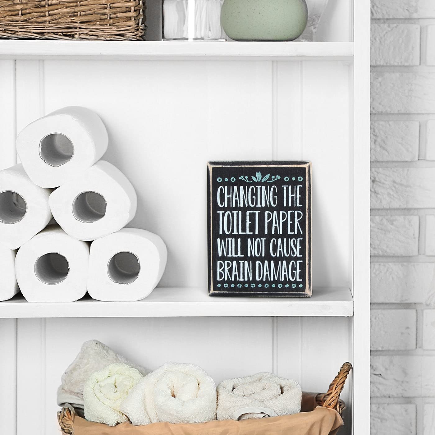 Jackcube Design Wall Décor Targa Bagno Legno Nero 13 cm