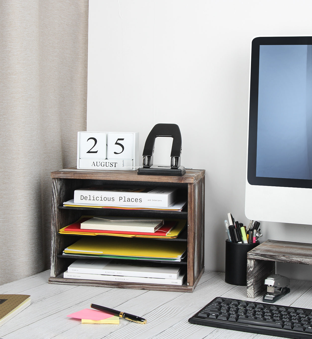 Jackcube Design Home Office Portalettere Scrivania Legno 4 Scomparti