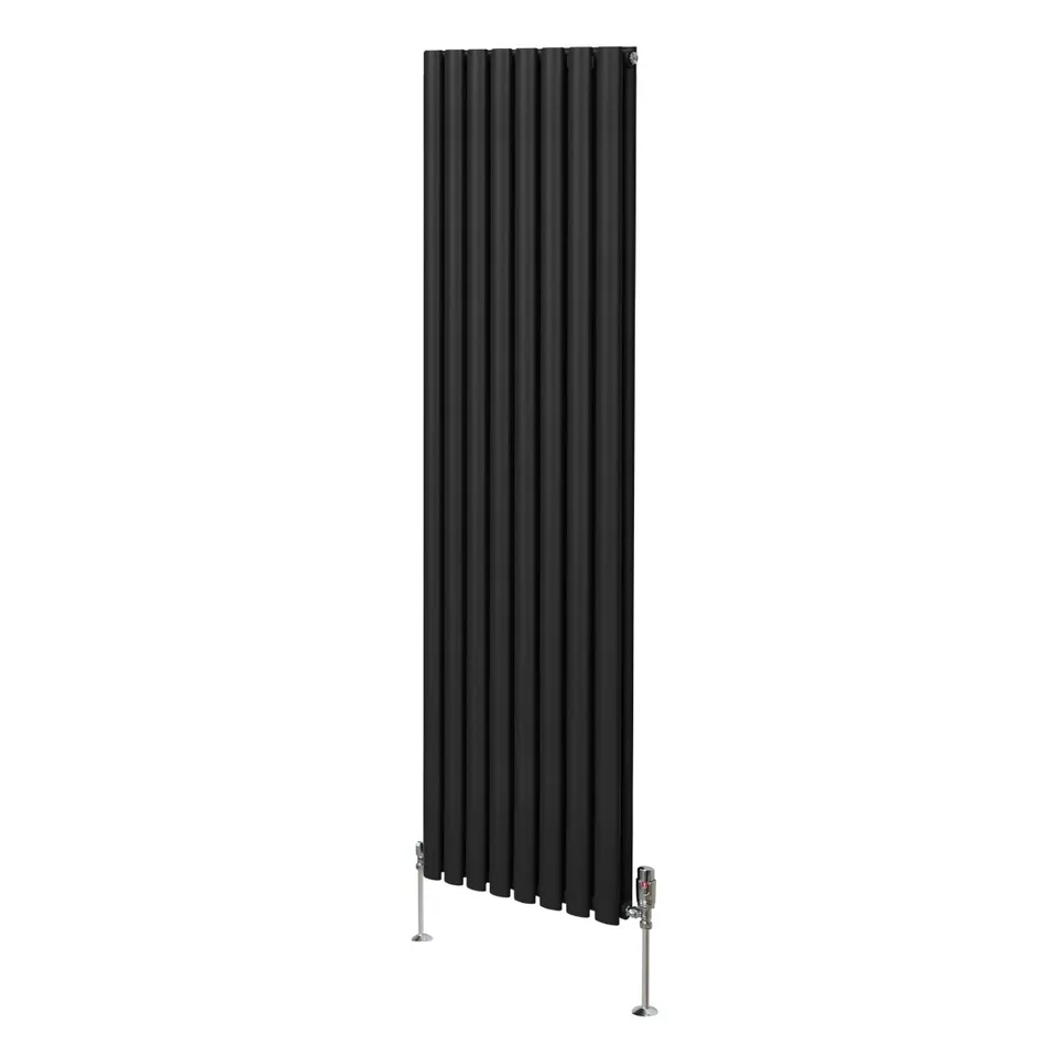 Q-Rax Ovale 1800x480 Radiatore Colonna Nero Valvole