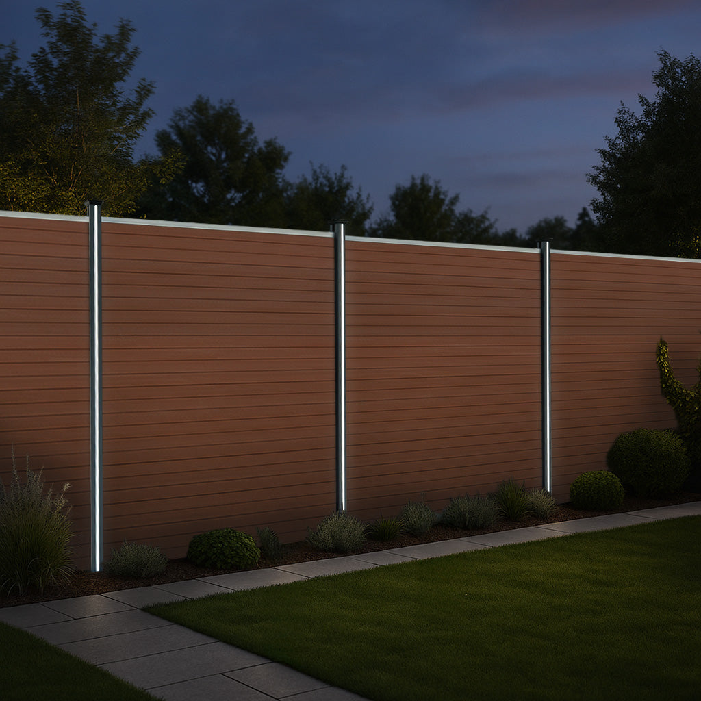 Q-Rax Recinzione Giardino WPC 185 cm Marrone 6 Pannelli+Pali